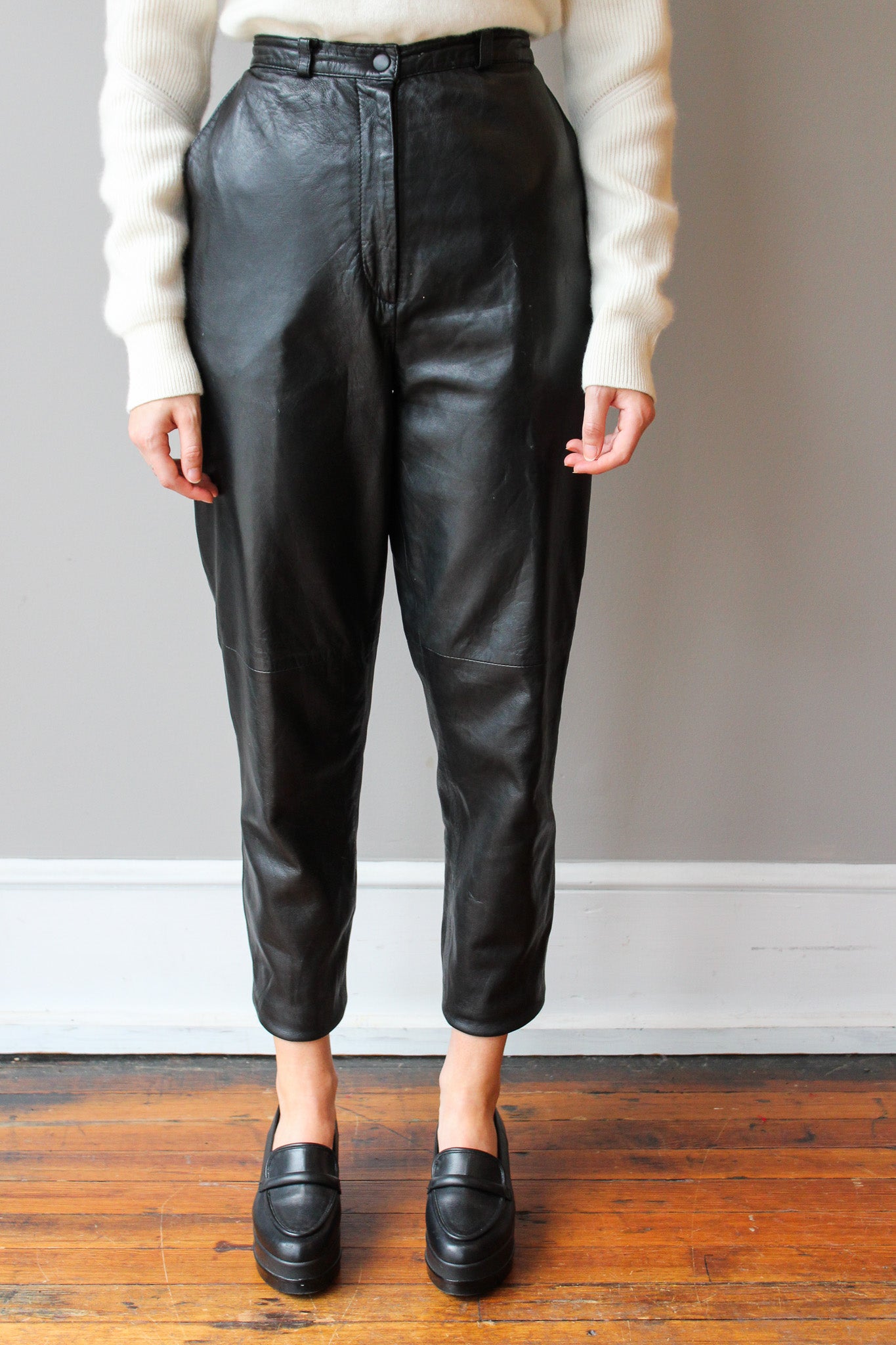 Vintage Soft Black Leather Pants Size S