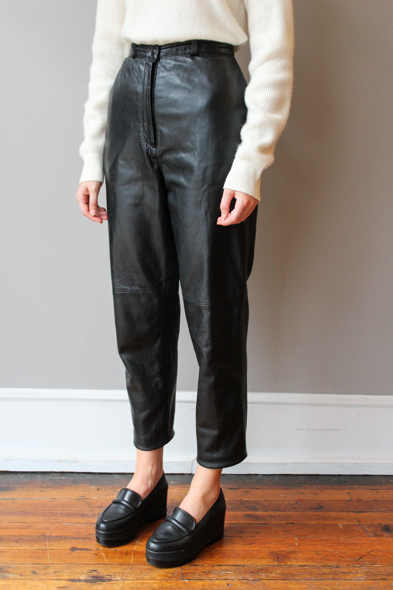 Vintage Soft Black Leather Pants Size S