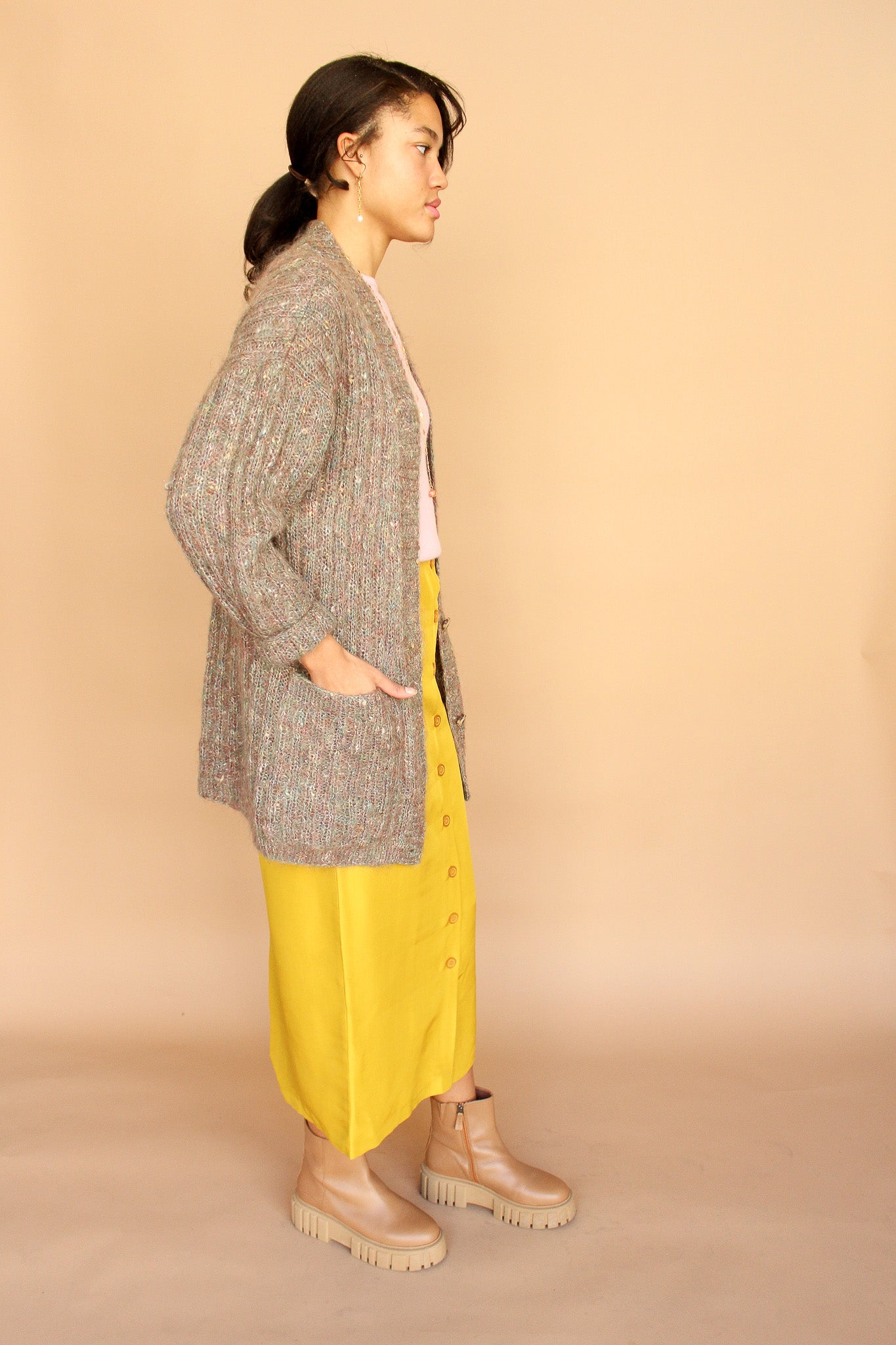 Vintage Flecked Mohair Cardigan Size XL