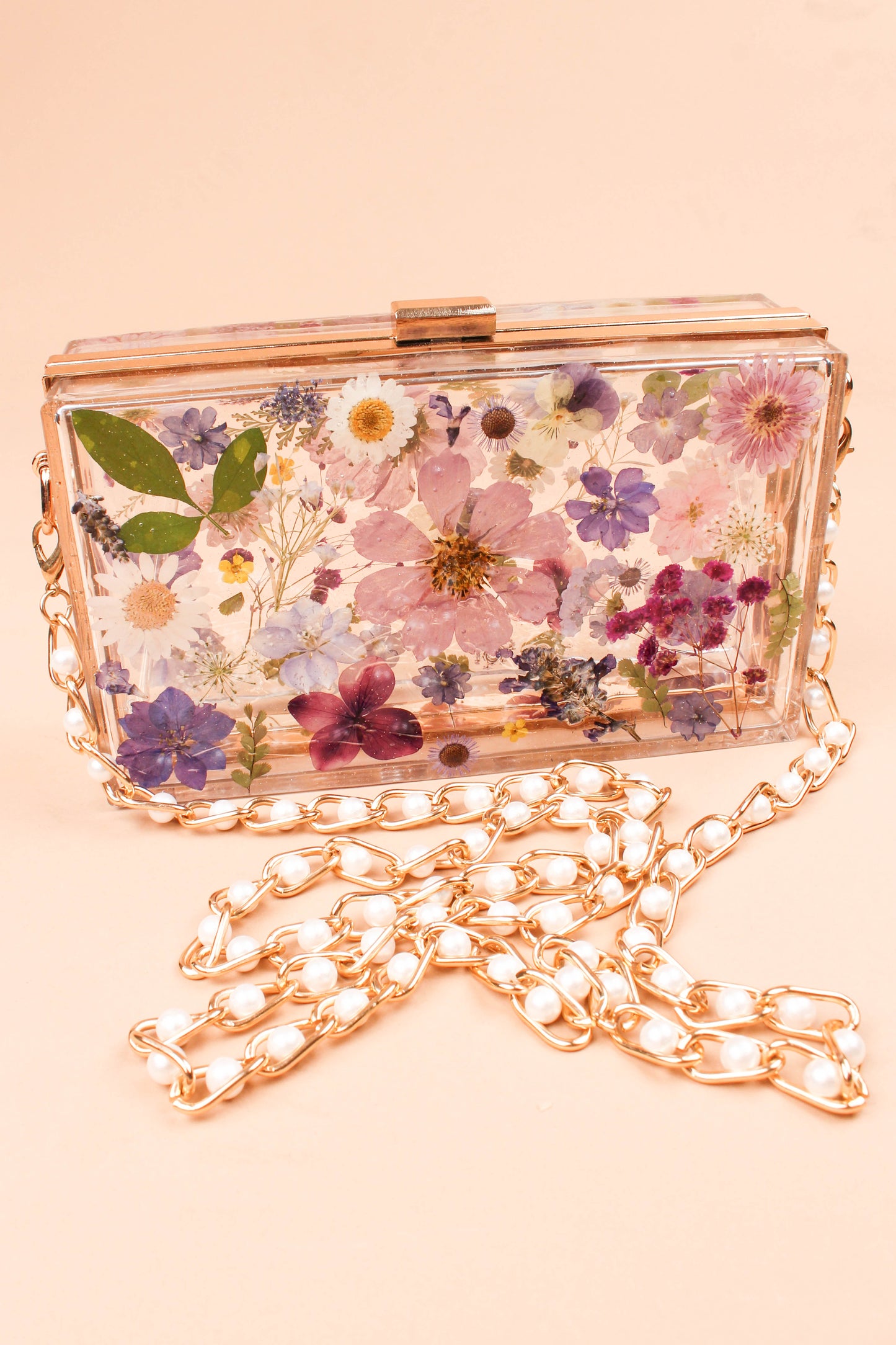 Lilac Floral Resin Purse