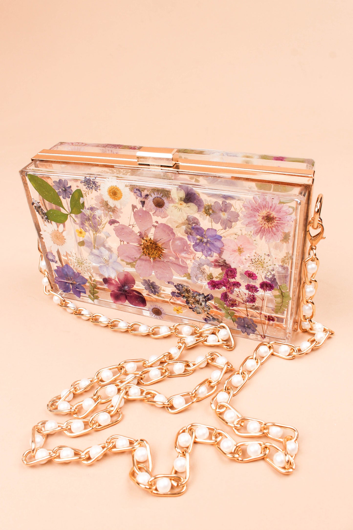 Lilac Floral Resin Purse