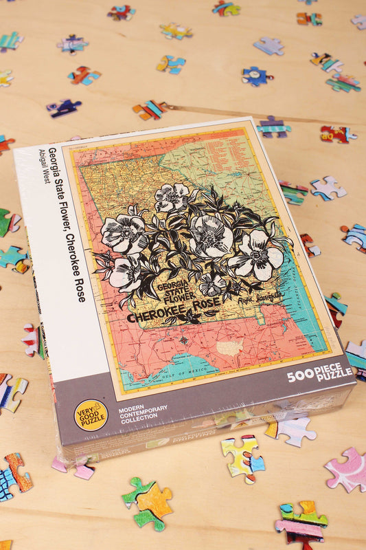 500 piece puzzle Georgia State Flower, Cherokee Rose by Abigail West