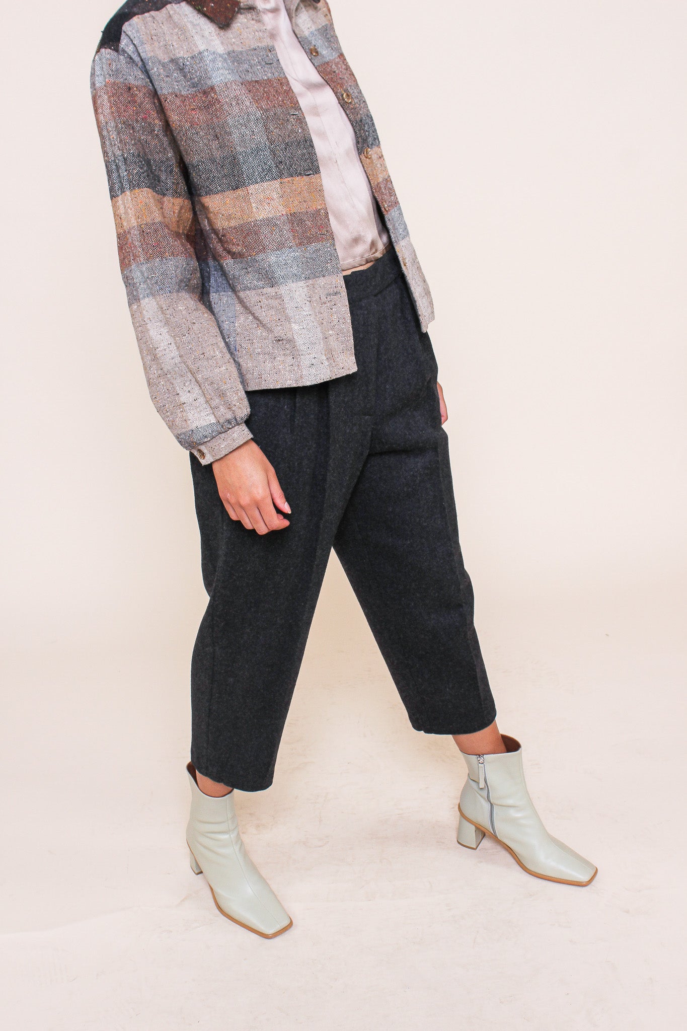 Redesigned Charcoal Wool Crop Pants Size M