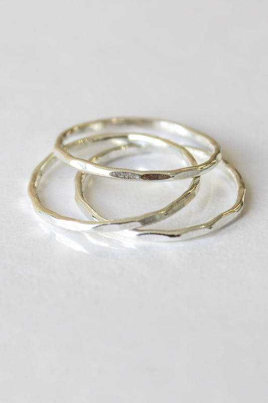 Hammered Sterling Silver Triple Stacking Rings