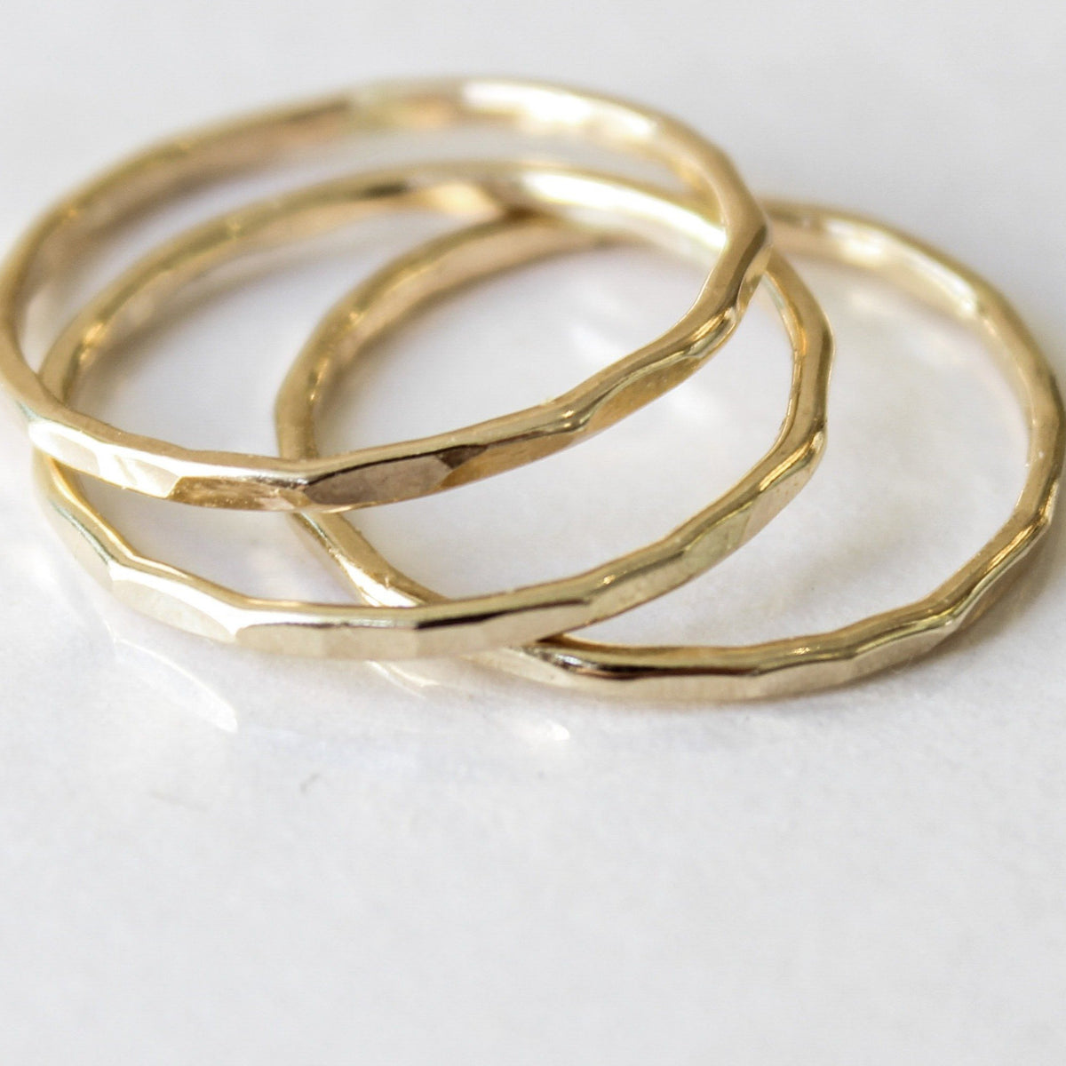 Hammered Yellow Gold Triple Stacking Rings – COMMUNITY