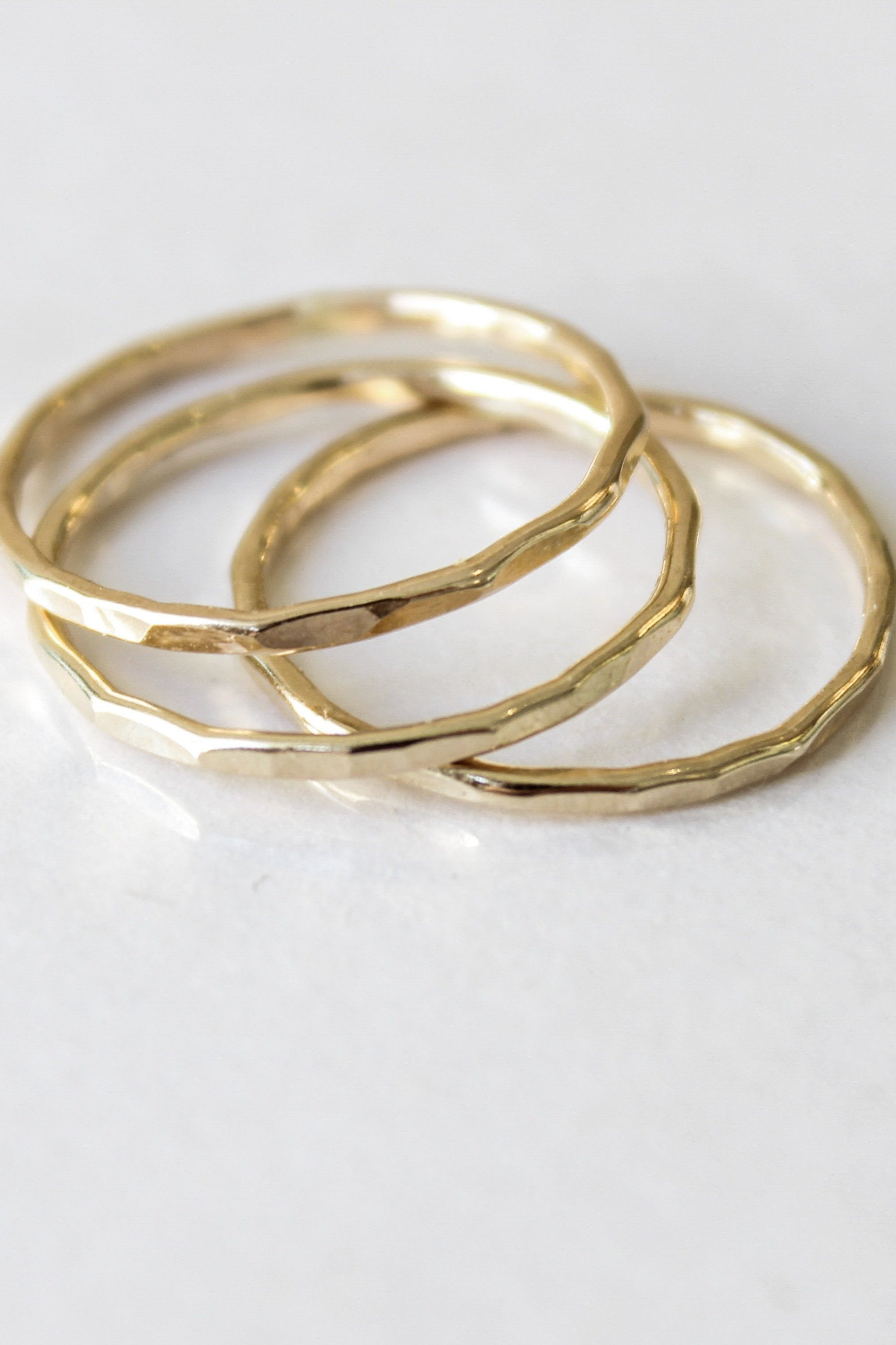 Hammered Yellow Gold Triple Stacking Rings – COMMUNITY