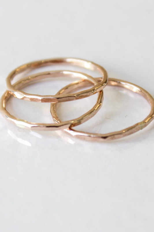 Hammered Rose Gold Triple Stacking Rings