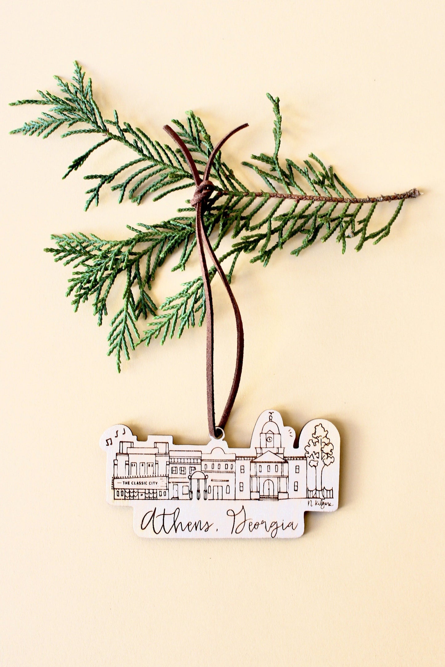 Athens Skyline Wooden Ornament