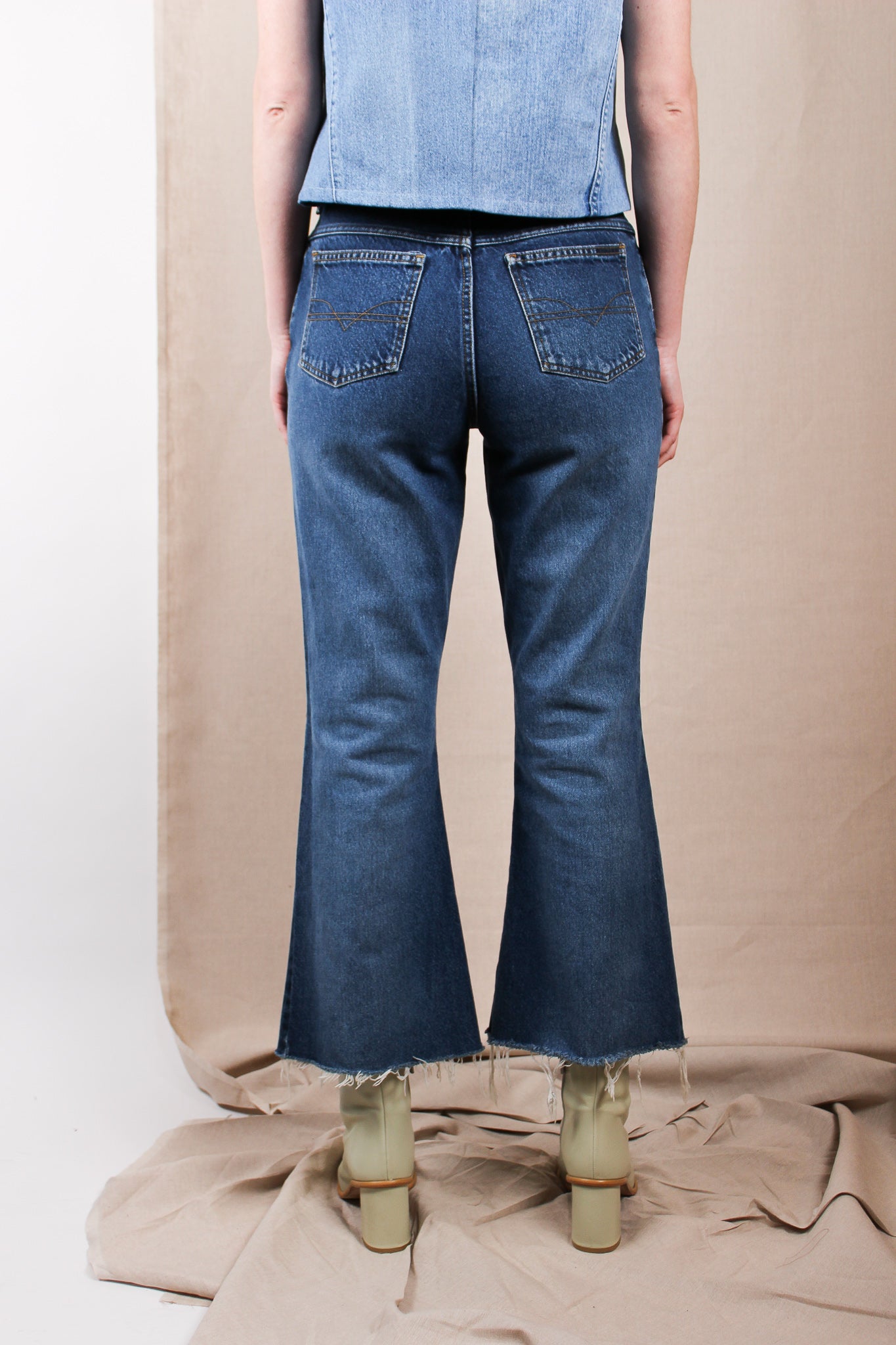 Raw Hem Patched Jeans Size 10