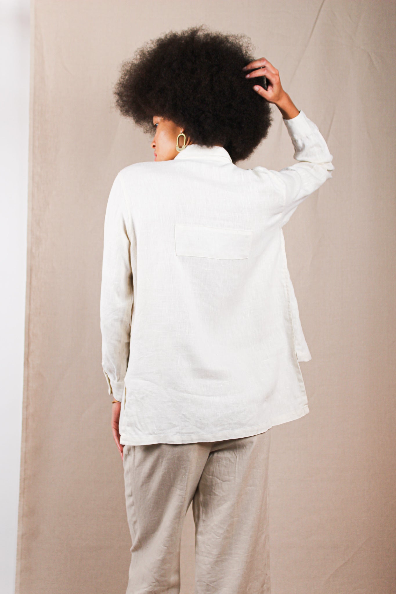 Pojagi High-Low Linen Shirt Size M