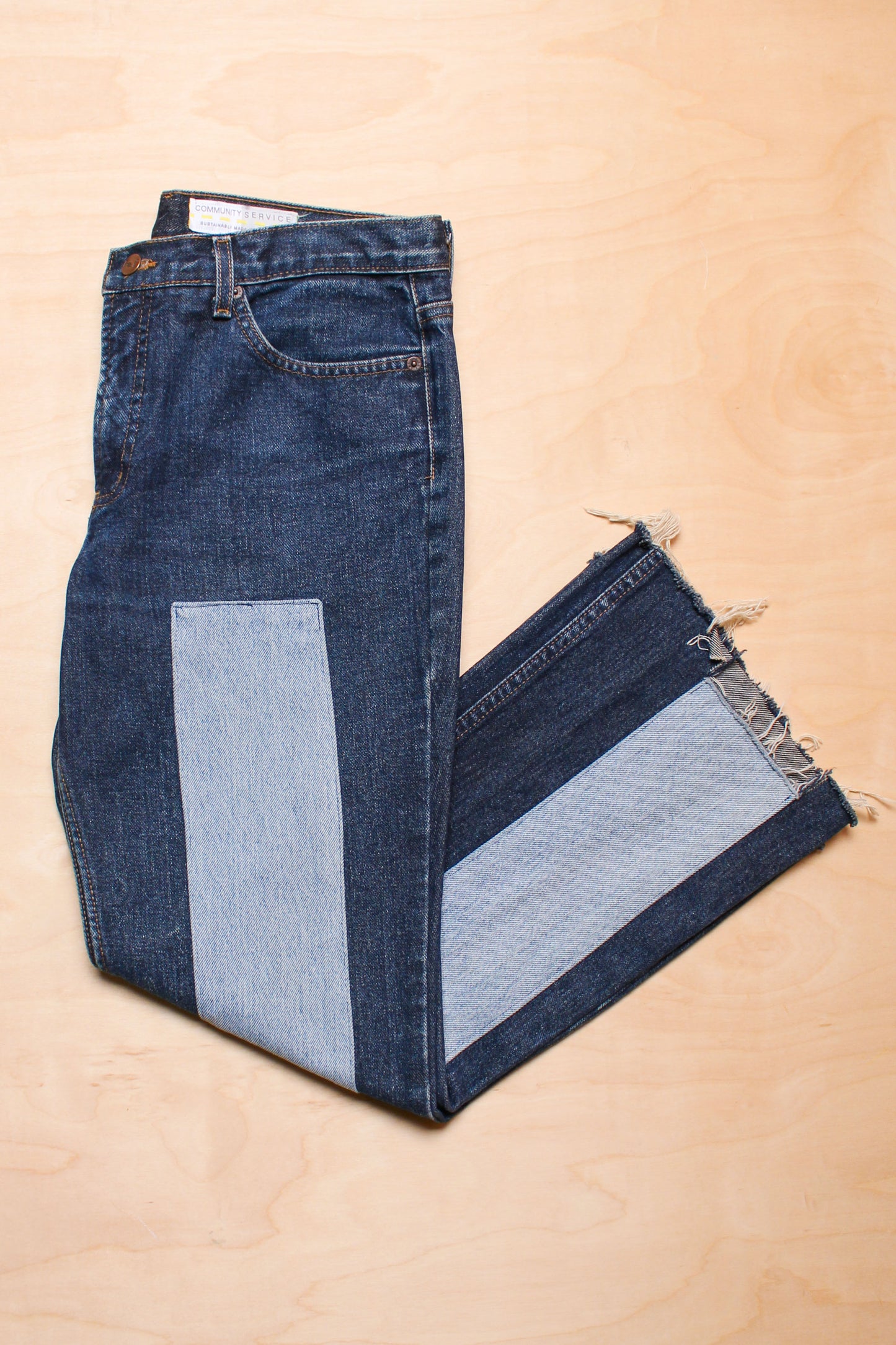 Raw Hem Patched Jeans Size 10